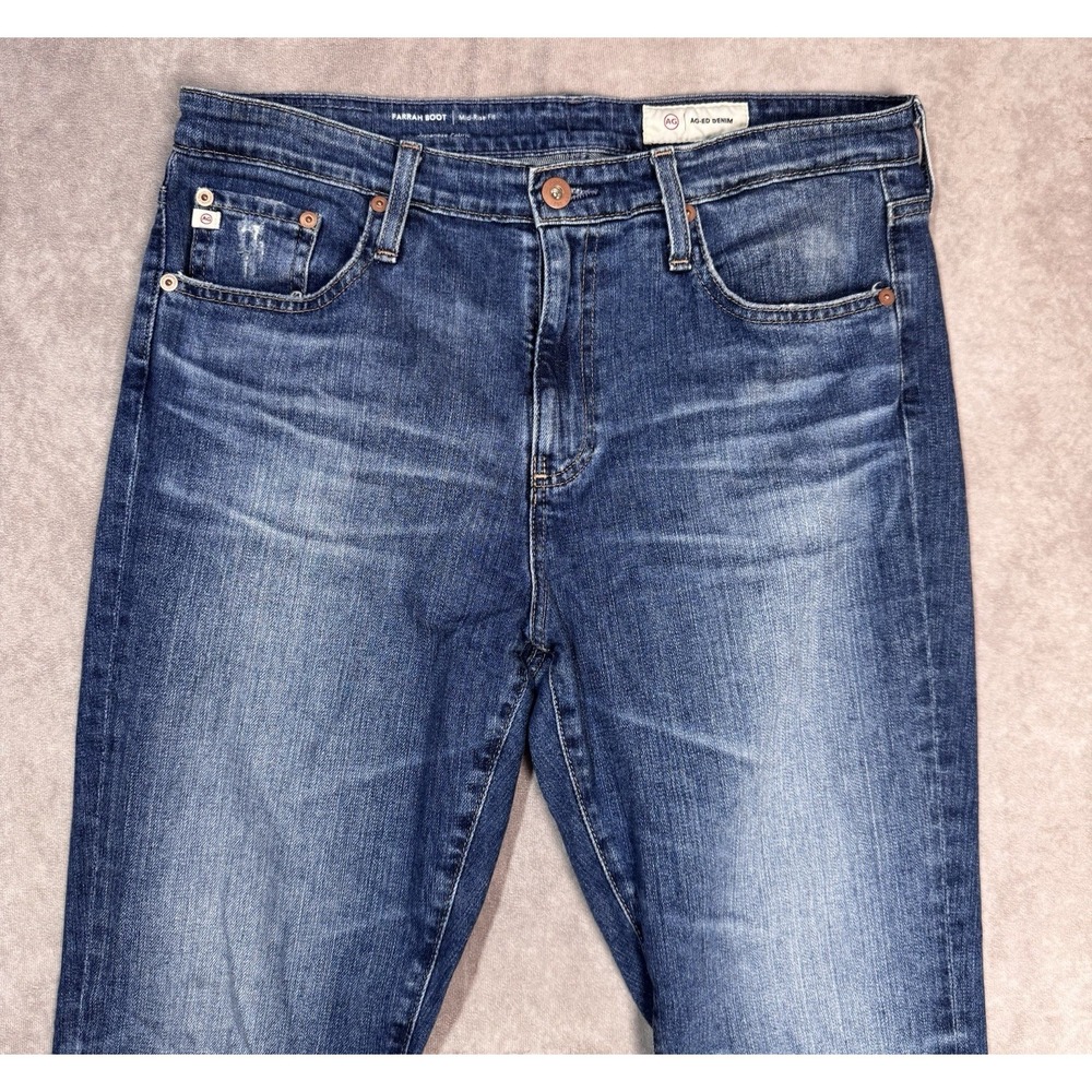 AG Adriano Goldschmied Jeans Womens 30x32* Blue Farrah Boot Crop Denim Fray Hem - Picture 2 of 12